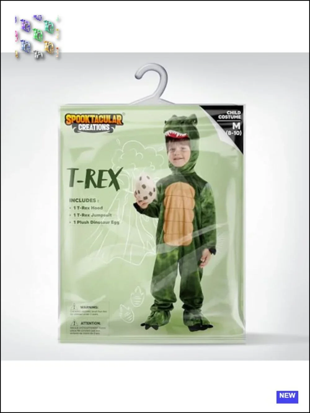 Realistic T-Rex Costume Jumpsuit with Hood and Egg for Kids Halloween